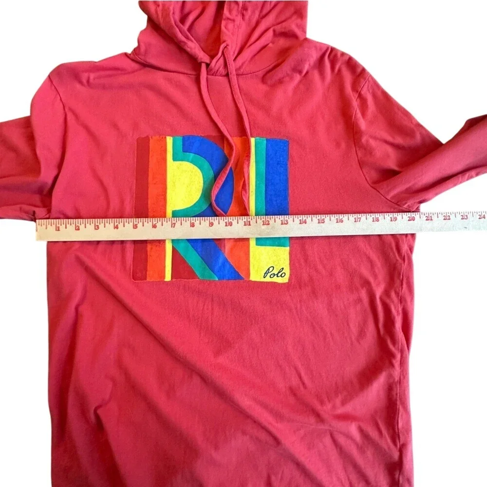 Polo Ralph Lauren Hooded T-Shirt Mens Medium Red Multi-Color RL‎ Graphic